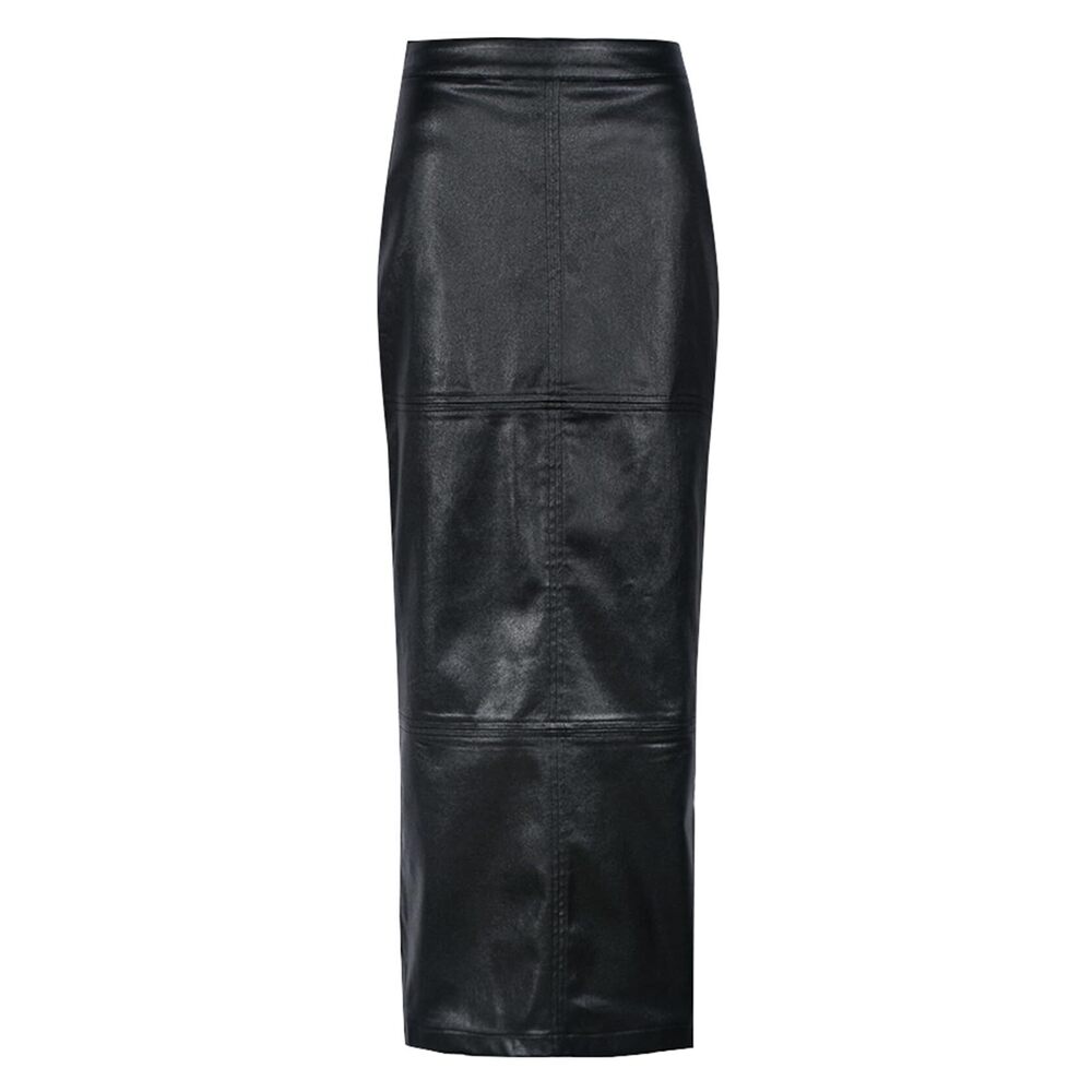 8123 Long Skirts Trendy High Waisted A Line Business Casual Leather Maxi